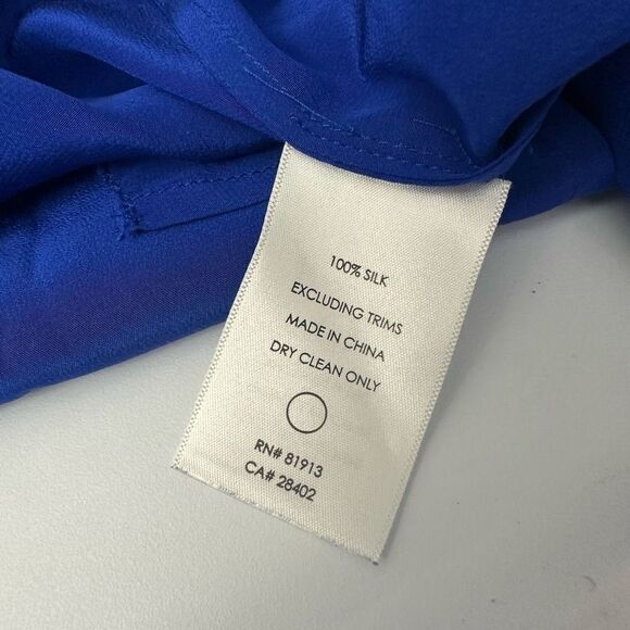 Tracy Reese Blue Cold Shoulder Scoop Neck Tunic Blouse size large 100% Silk - Picture 7 of 9